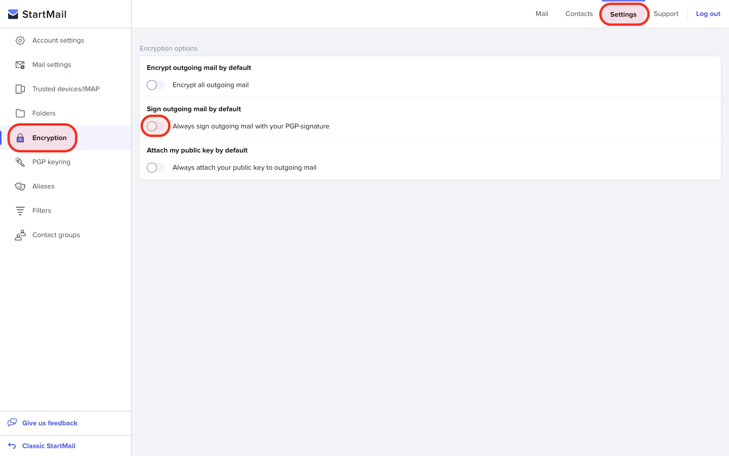PGP Signing StartMail