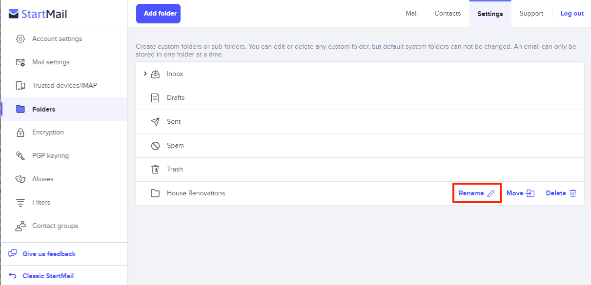 Folders – StartMail